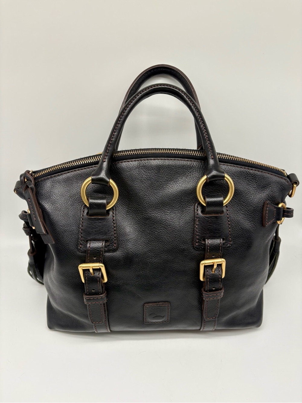 Dooney & Bourke Black Florentine Leather Bristol Satchel - Picture 2 of 8